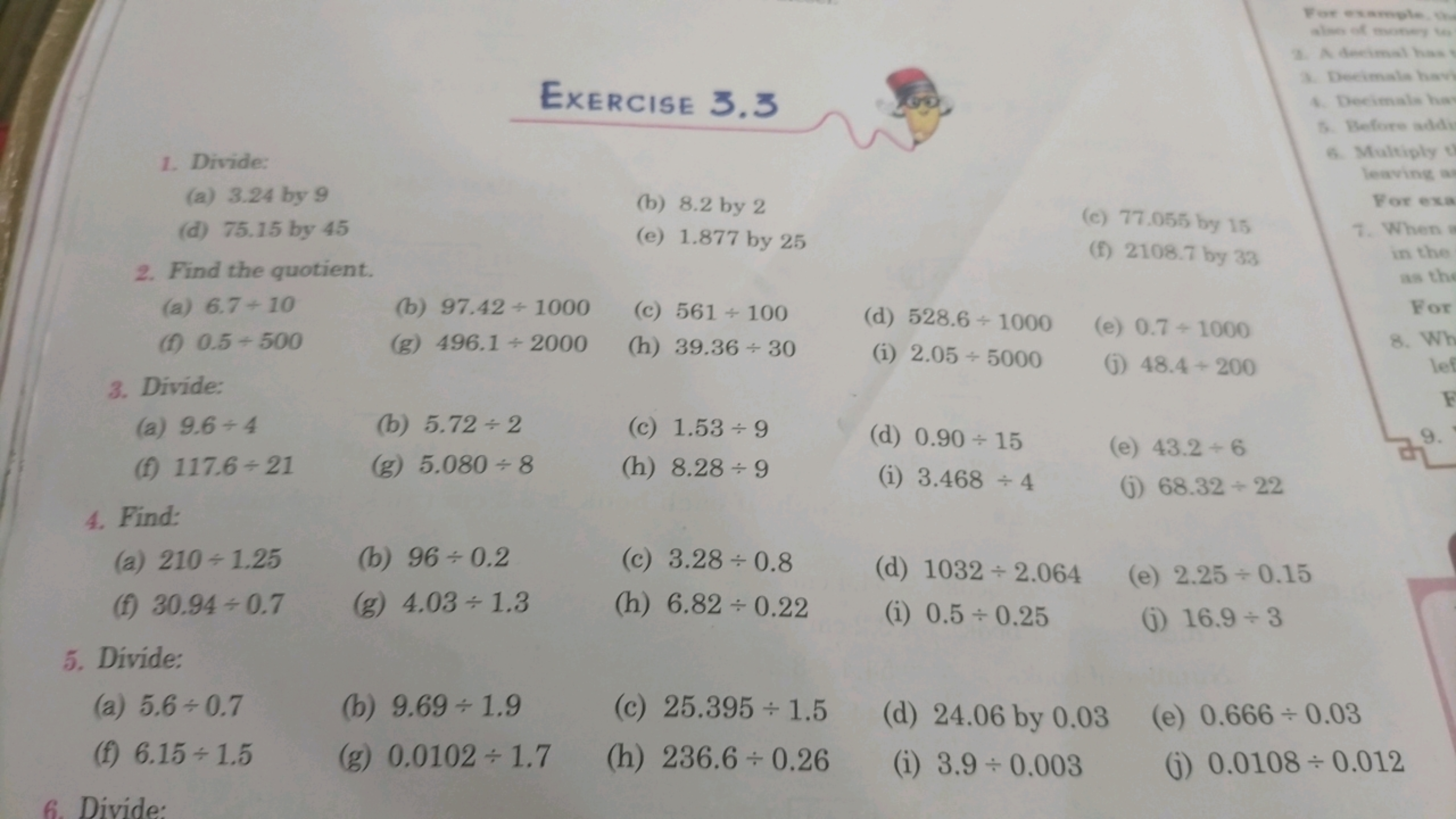 Exercise 3.3
For exanesple.
wh
alyof thation
2. A Aecimal has
8. Decim