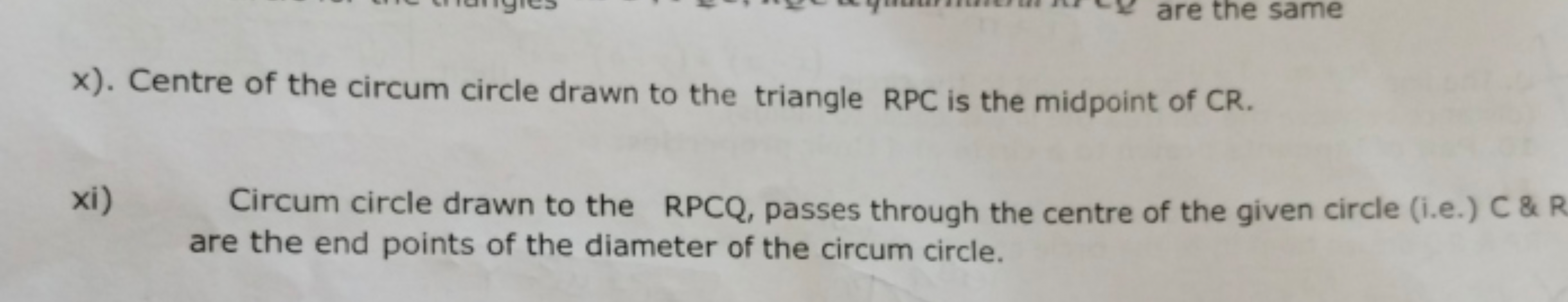 x). Centre of the circum circle drawn to the triangle RPC is the midpo