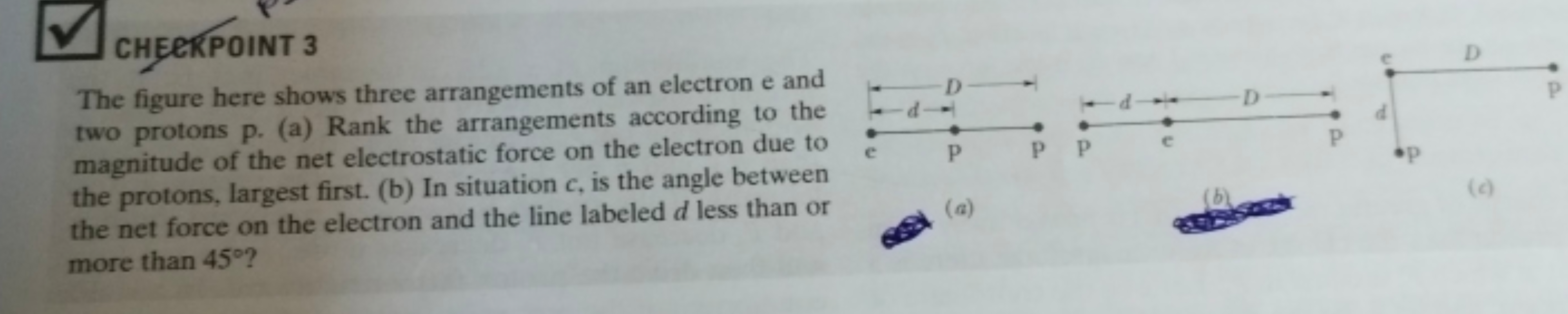 CHEERPOINT 3
The figure here shows three arrangements of an electron e