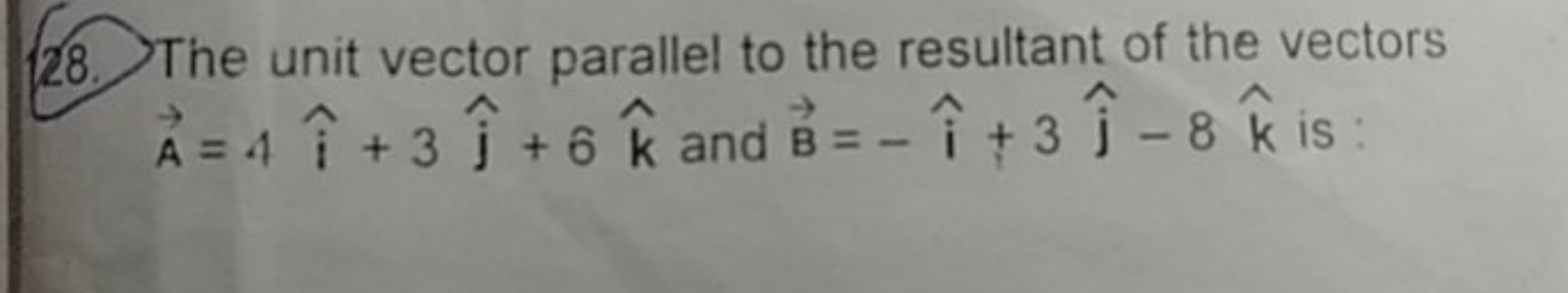 28. The unit vector parallel to the resultant of the vectors A=4i^+3j^