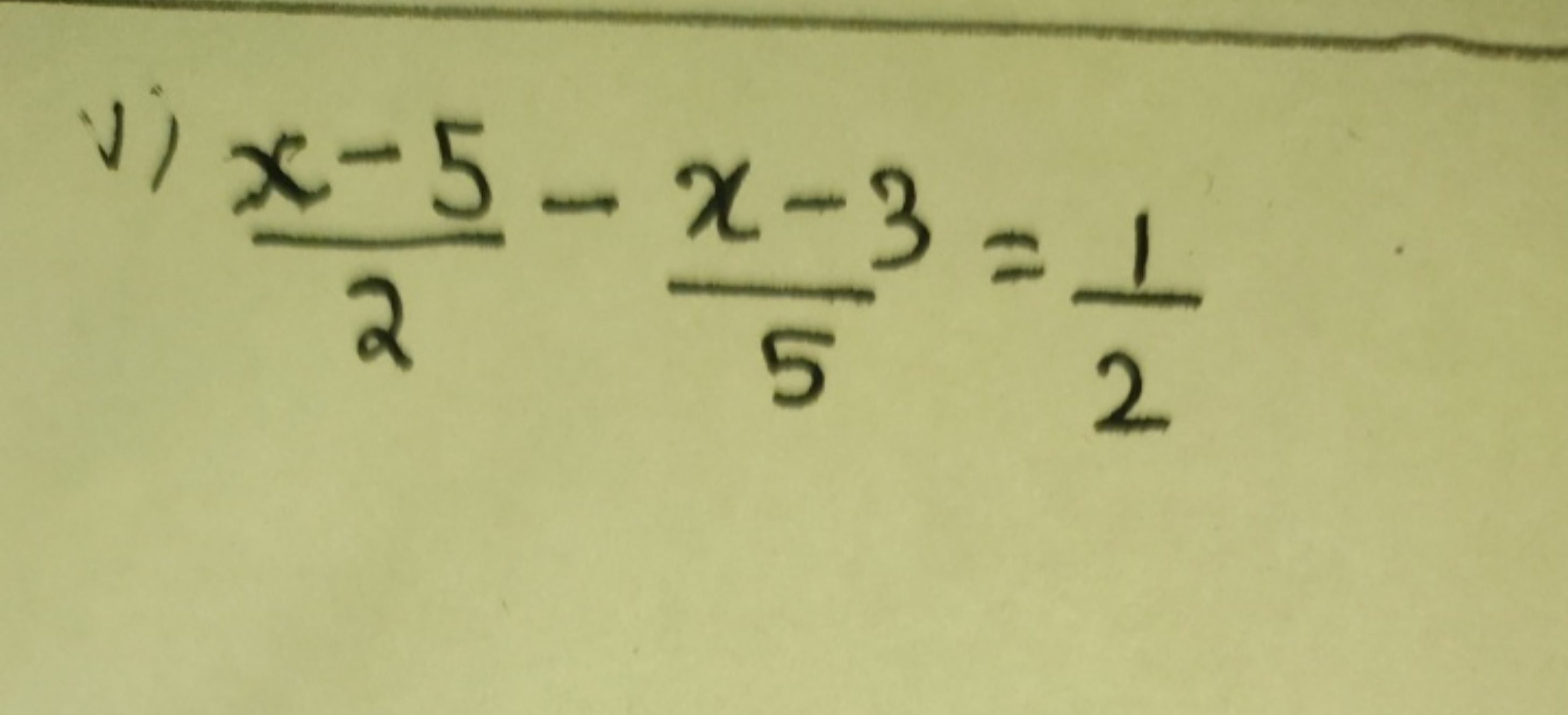 v) 2x−5​−5x−3​=21​