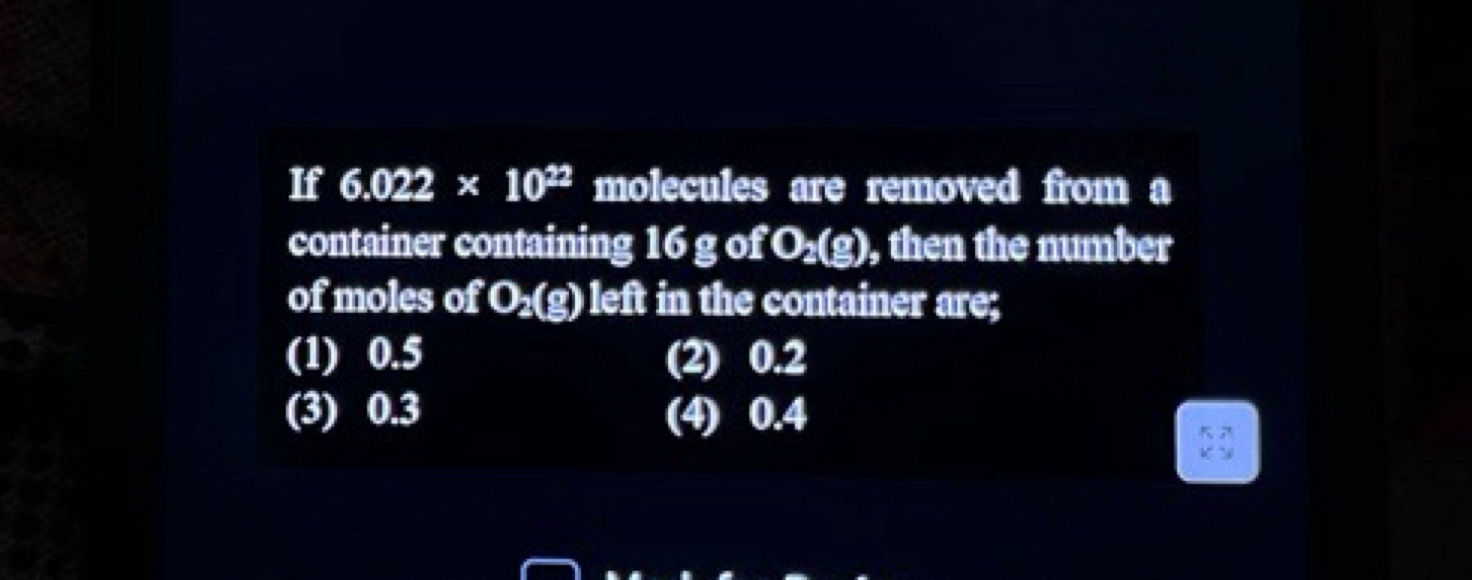 If 6.022×1022 molecules are removed from a container containing 16gg−O