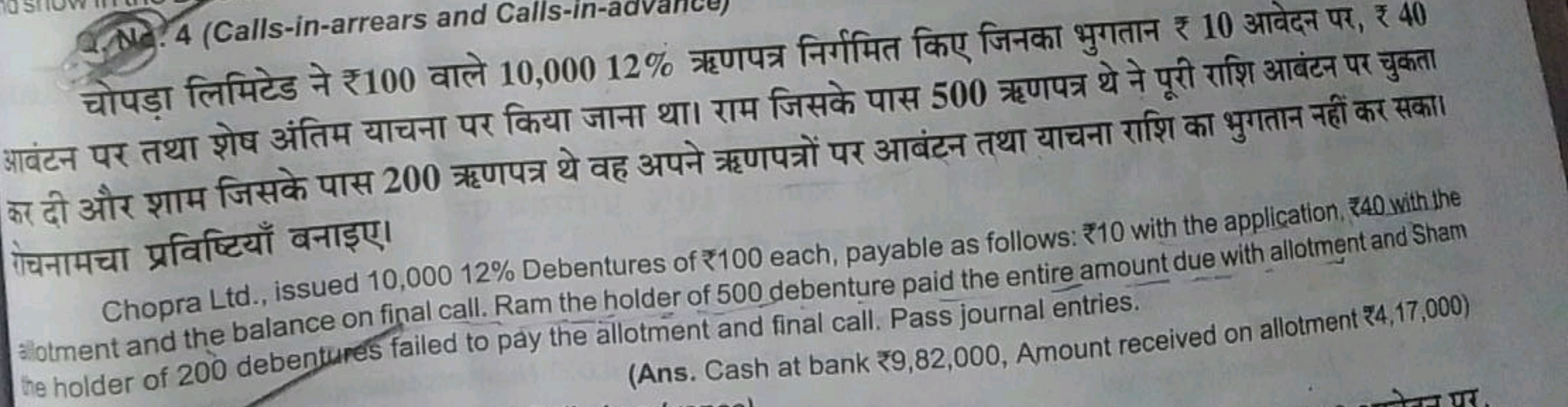 4 (Calls-in-arrears and Calls-in-a
चोपड़ा लिमिटेड ने ₹ 100 वाले 10,000