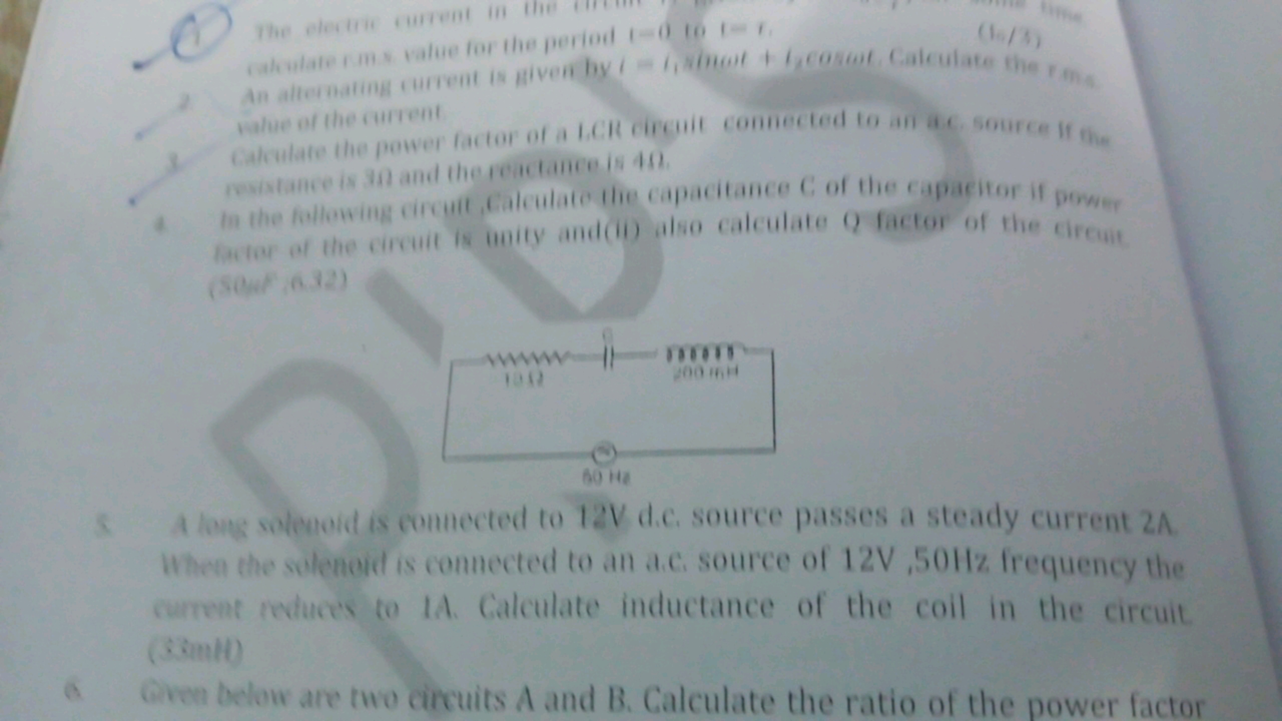 Cahulate rm s value for the period 1=0 to t=r
(1./3)
value of the curr