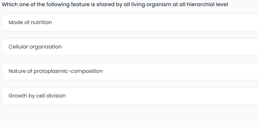 Which one of the following feature is shared by all living organism at