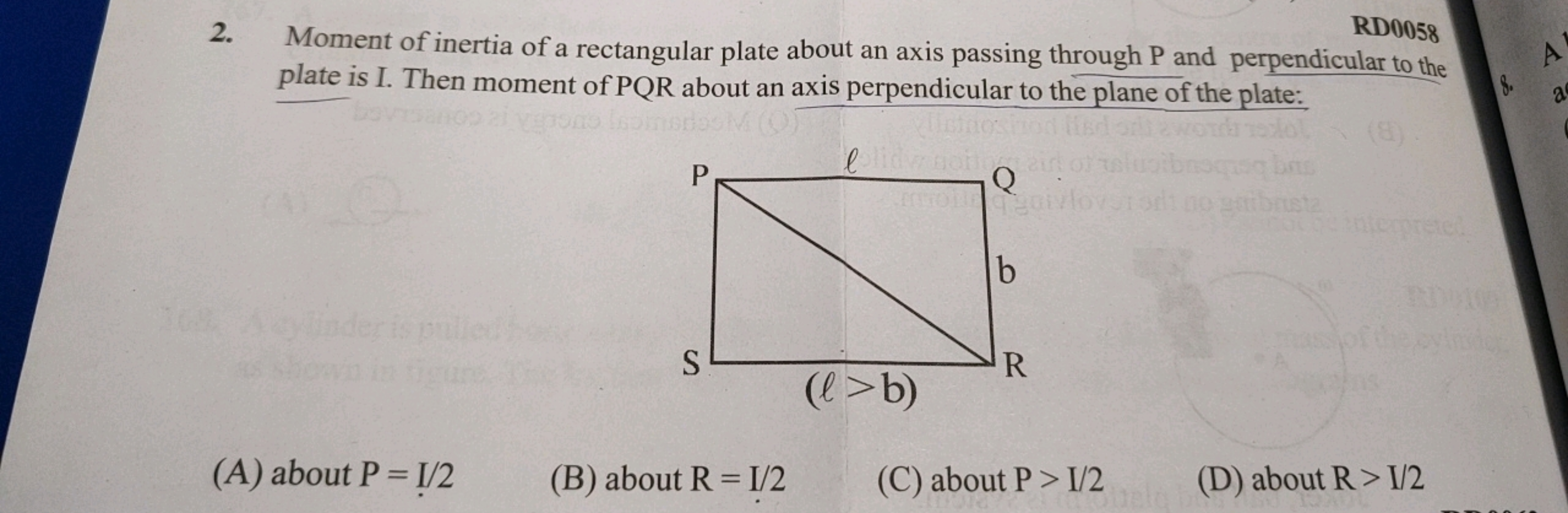 RD0058
the
2. Moment of inertia of a rectangular plate about an axis p