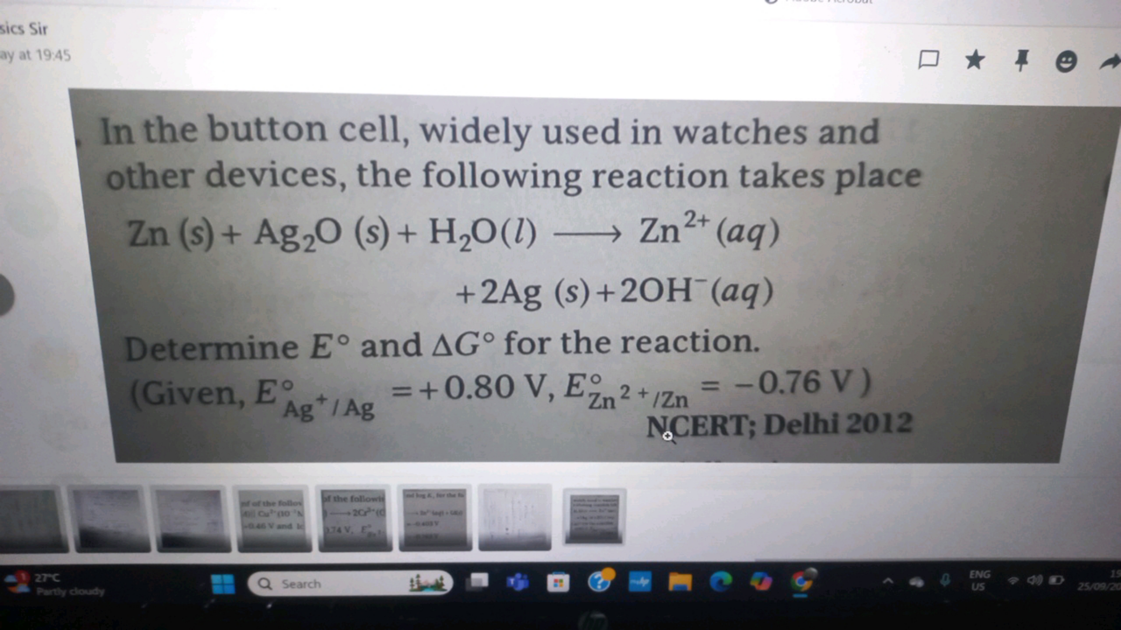 sics Sir
ay at 19:45
In the button cell, widely used in watches and
ot