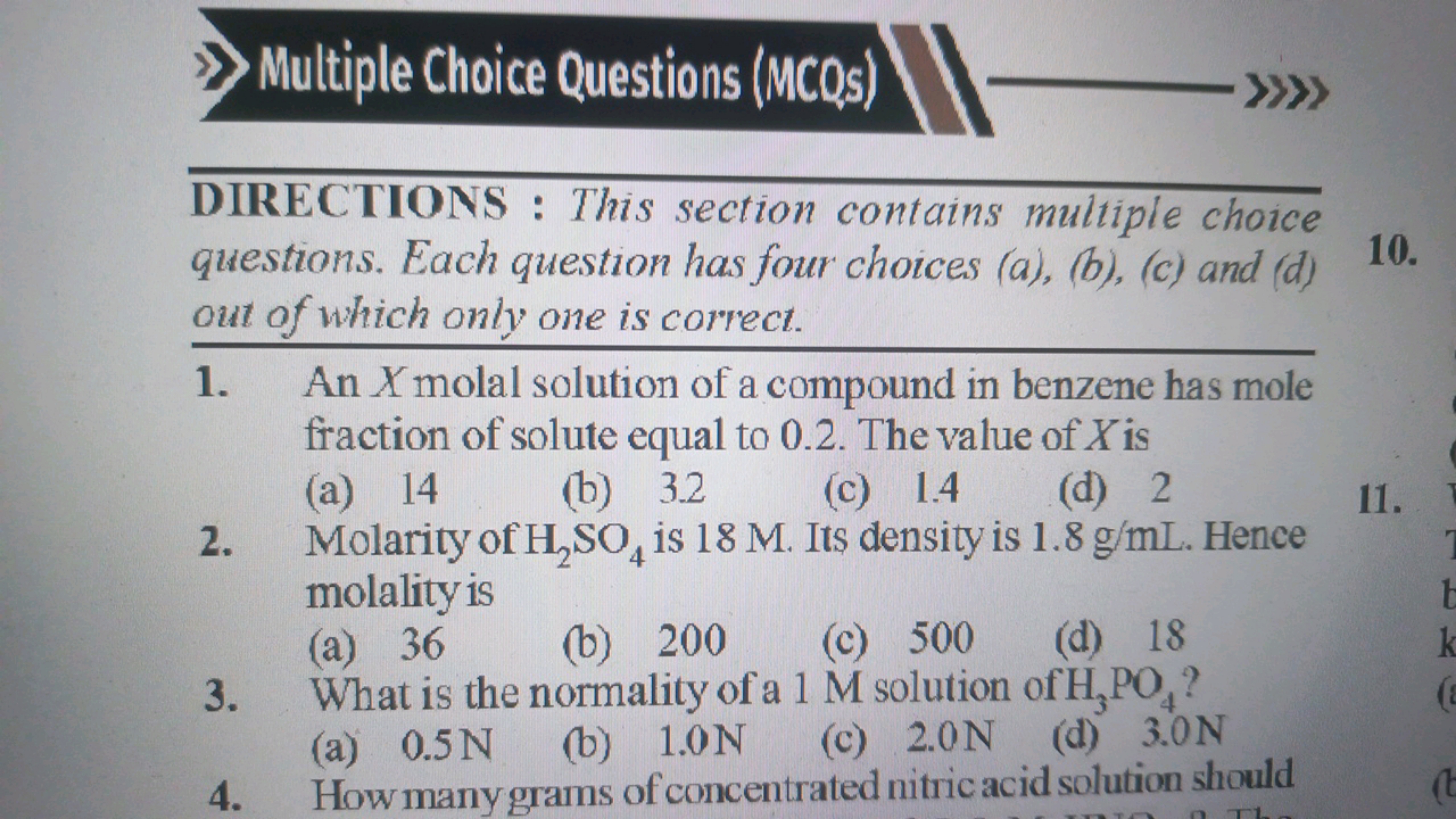 Multiple Choice Questions (MCQs)
3>》)
DIRECTIONS : This section contai