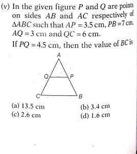  In the given figure P and Q are points on sides AB and AC respectivel