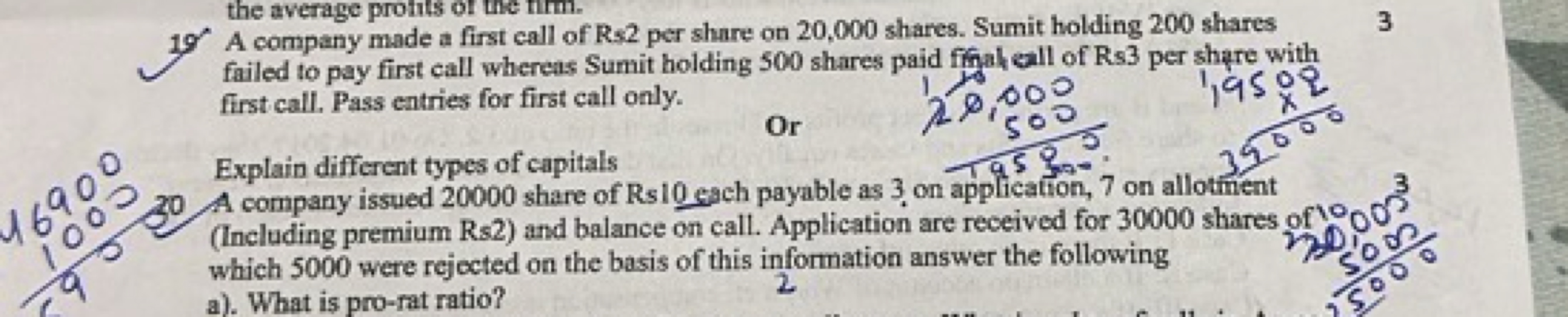 19′ A company made a first call of Rs 2 per share on 20,000 shares. Su