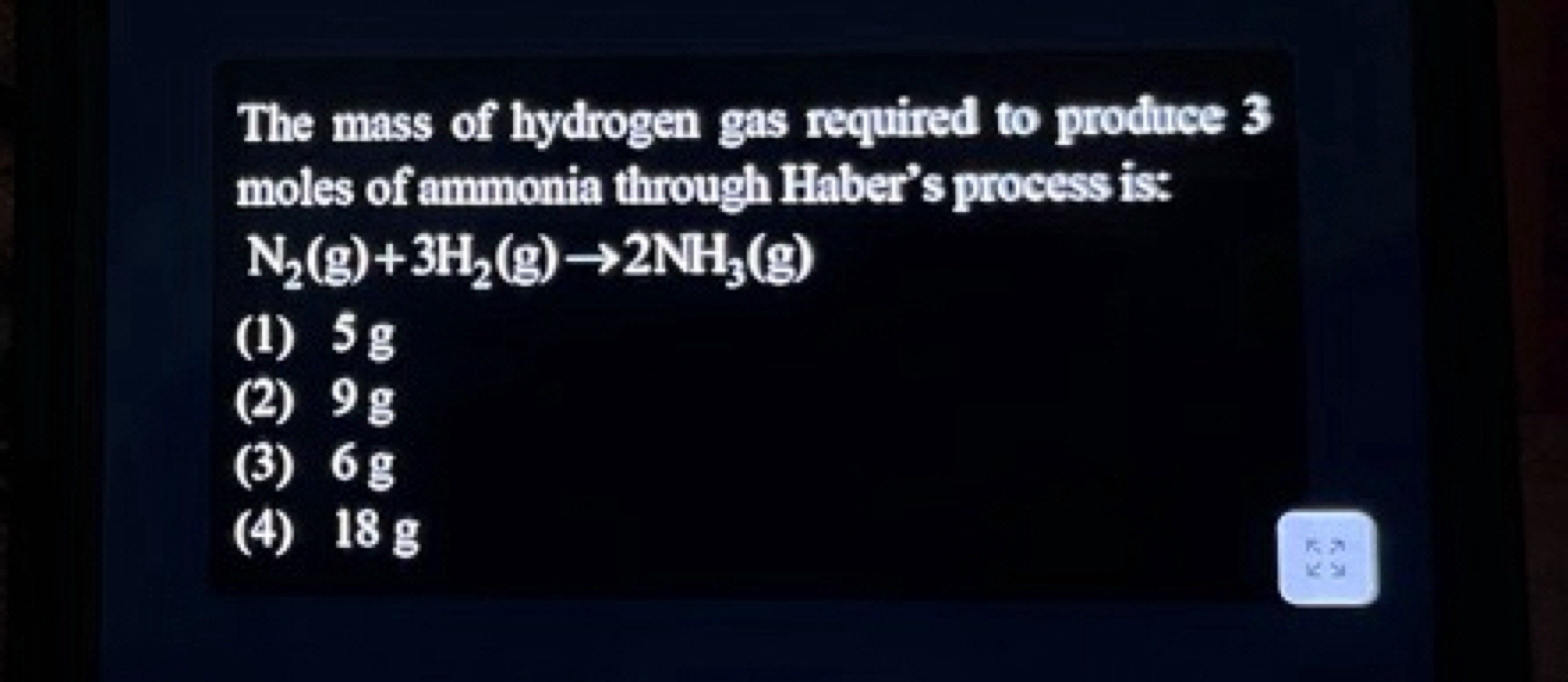 The mass of hydrogen gas required to produce 3 moles of ammonia throug