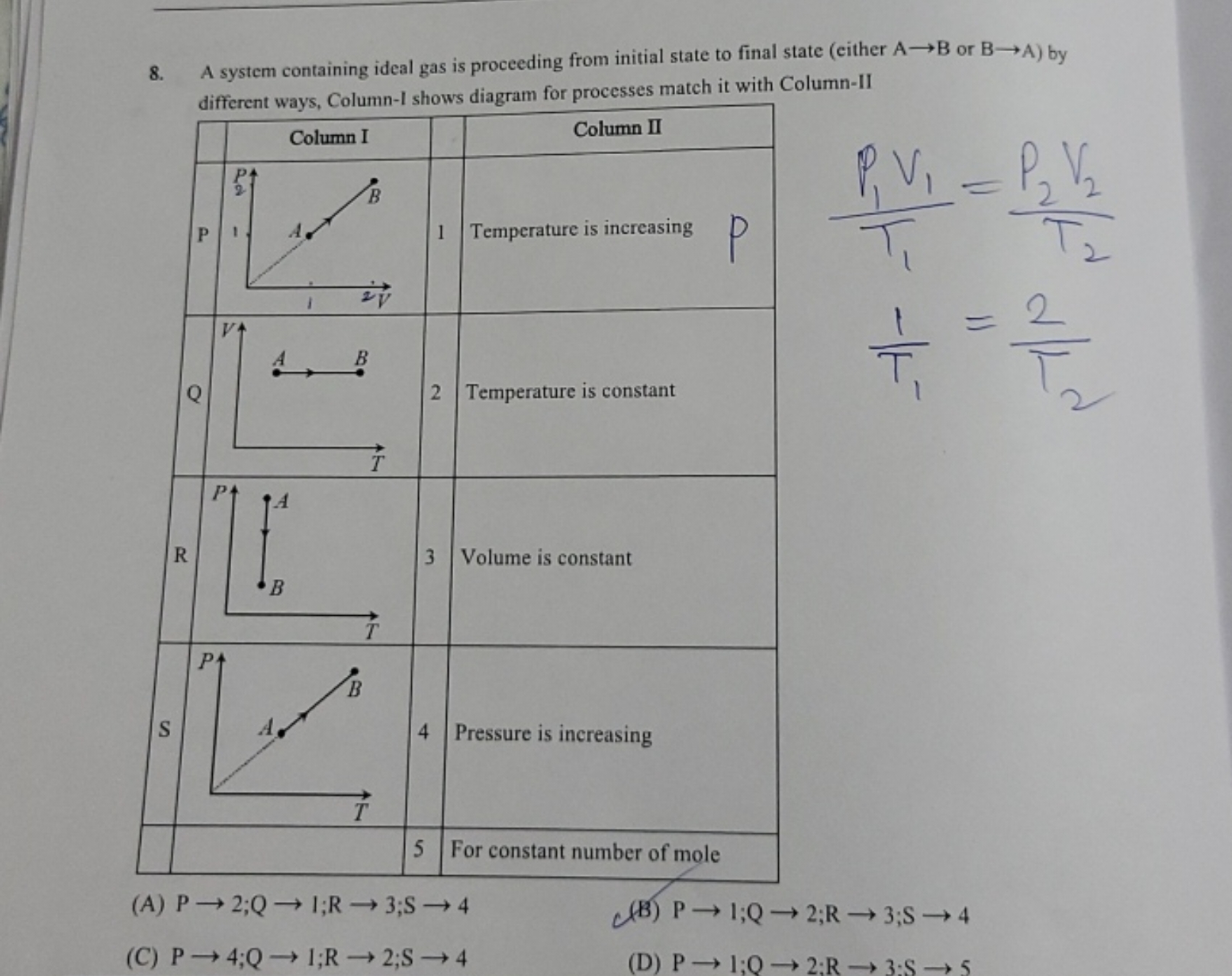 8. A system containing ideal gas is proceeding from initial state to f