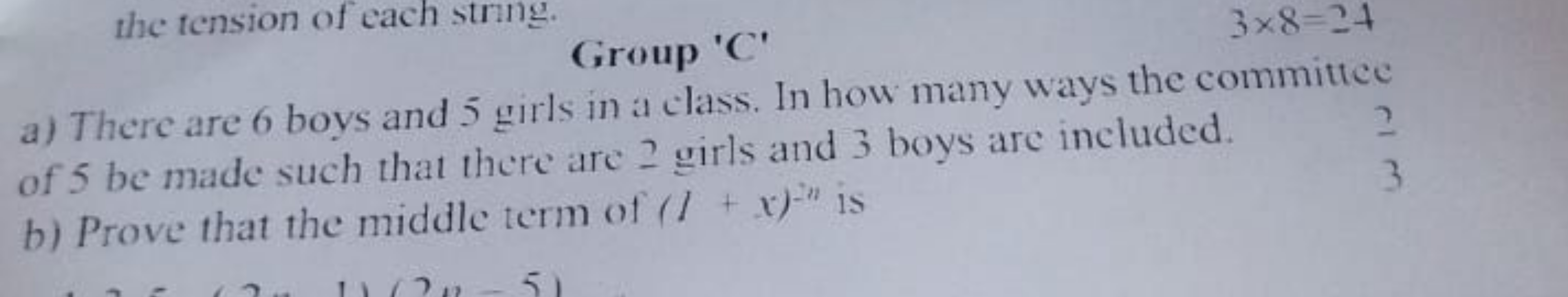 a) There are 6 boys and 5 girls in a class. In how many ways the commi