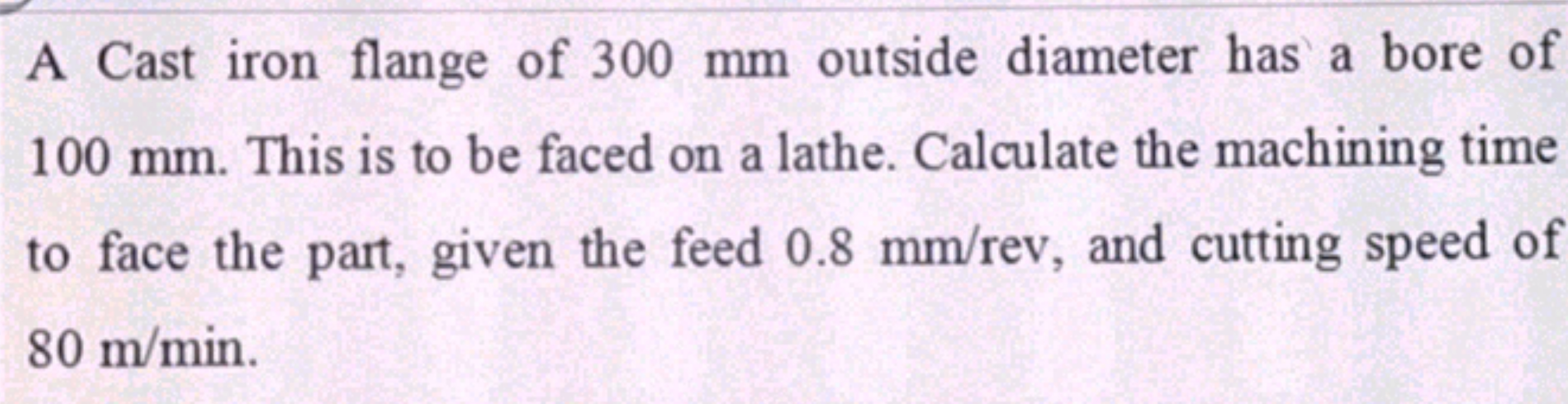 A Cast iron flange of 300 mm outside diameter has a bore of 100 mm . T