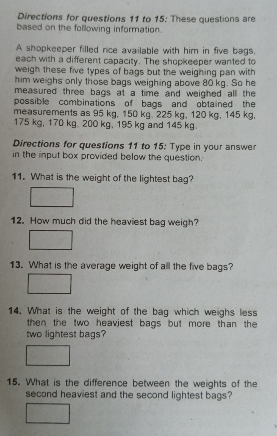 Directions for questions 11 to 15: These questions are based on the fo