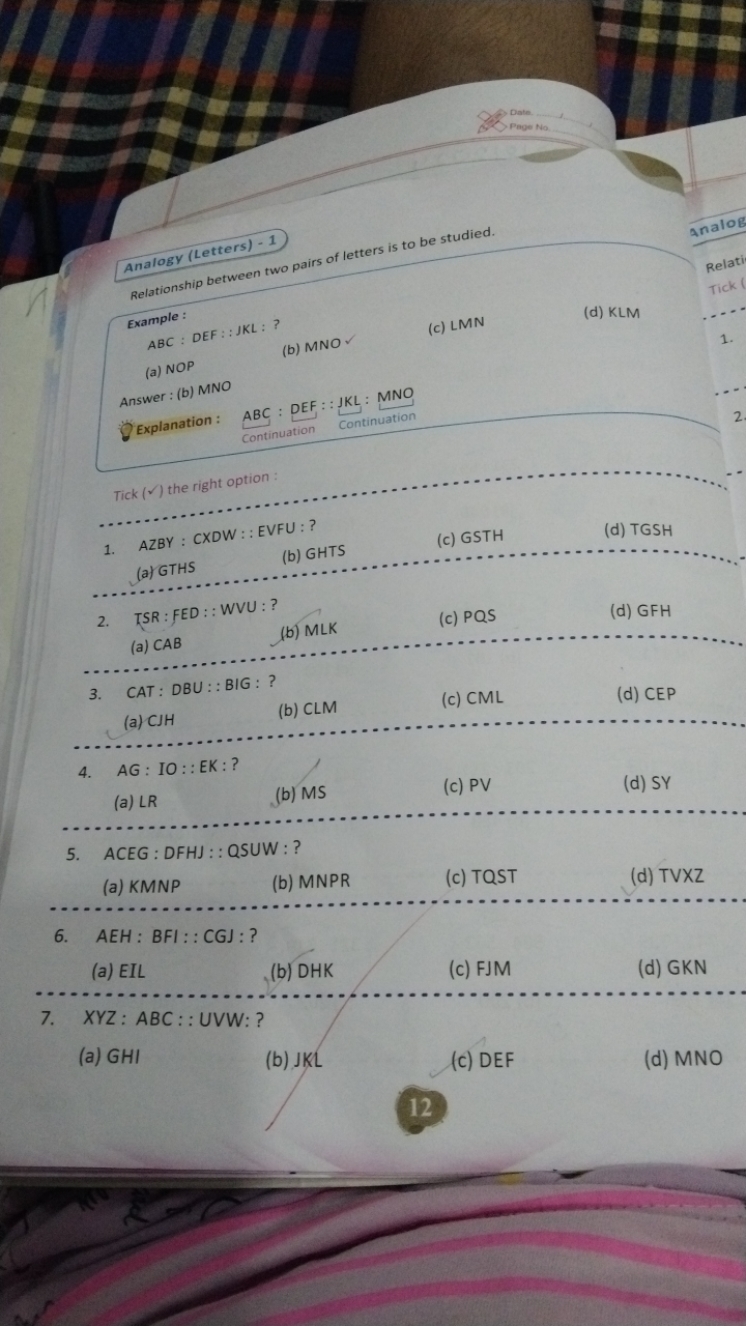 Date
Page N

Relationship between two pairs of letters is to be studie