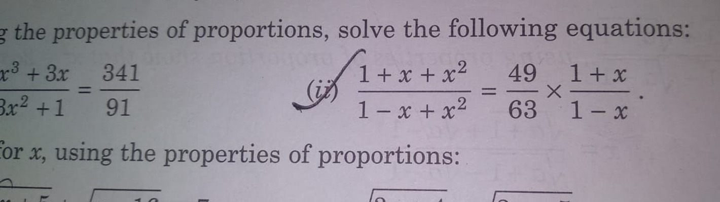 the properties of proportions, solve the following equations:
3x2+1x3+