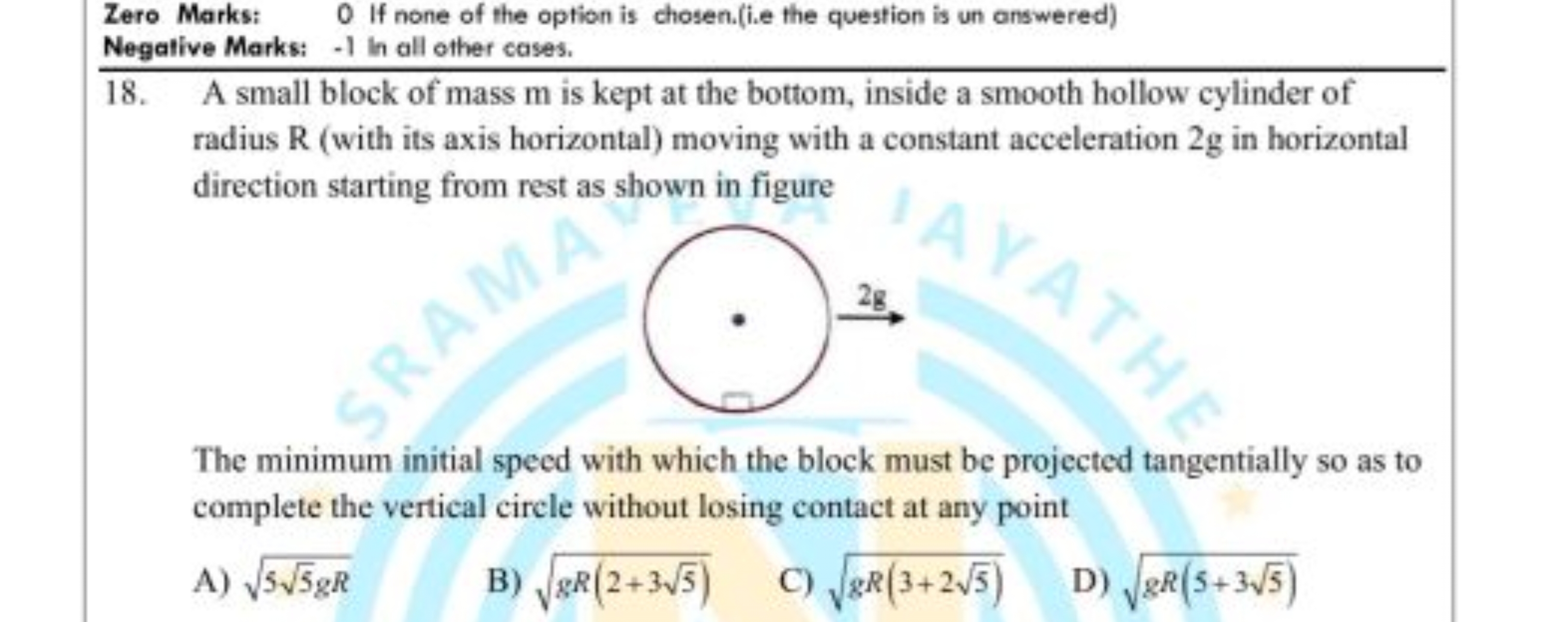 Zero Marks: 0 If none of the option is chosen.(i.e the question is un 