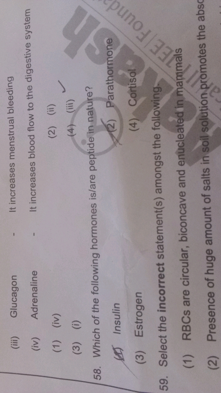 (iii) Glucagon
(iv) Adrenaline
- It increases menstrual bleeding
(1) (