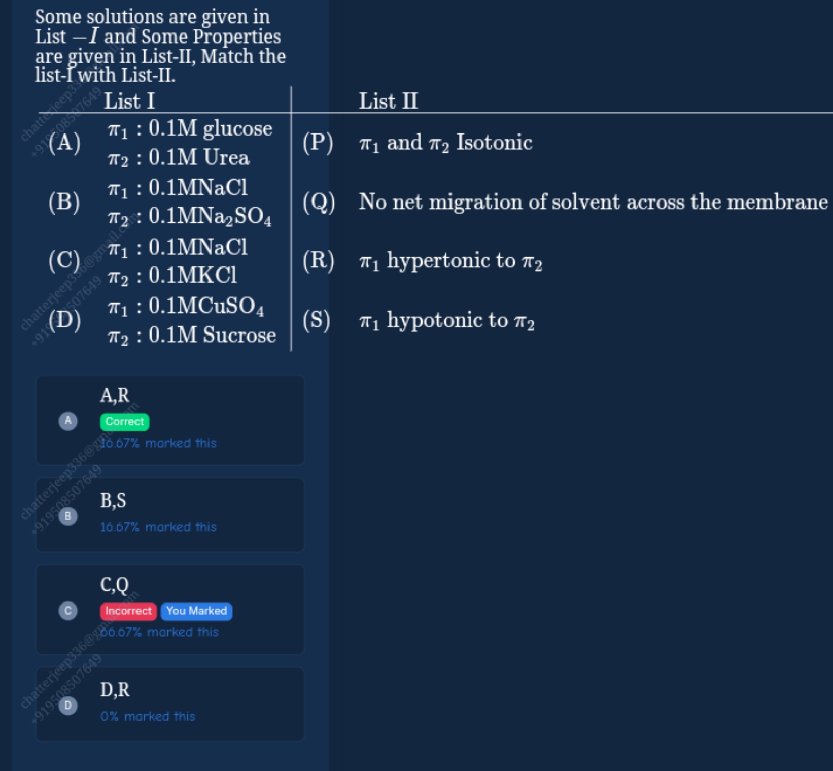 Some solutions are given in List −I and Some Properties are given in L