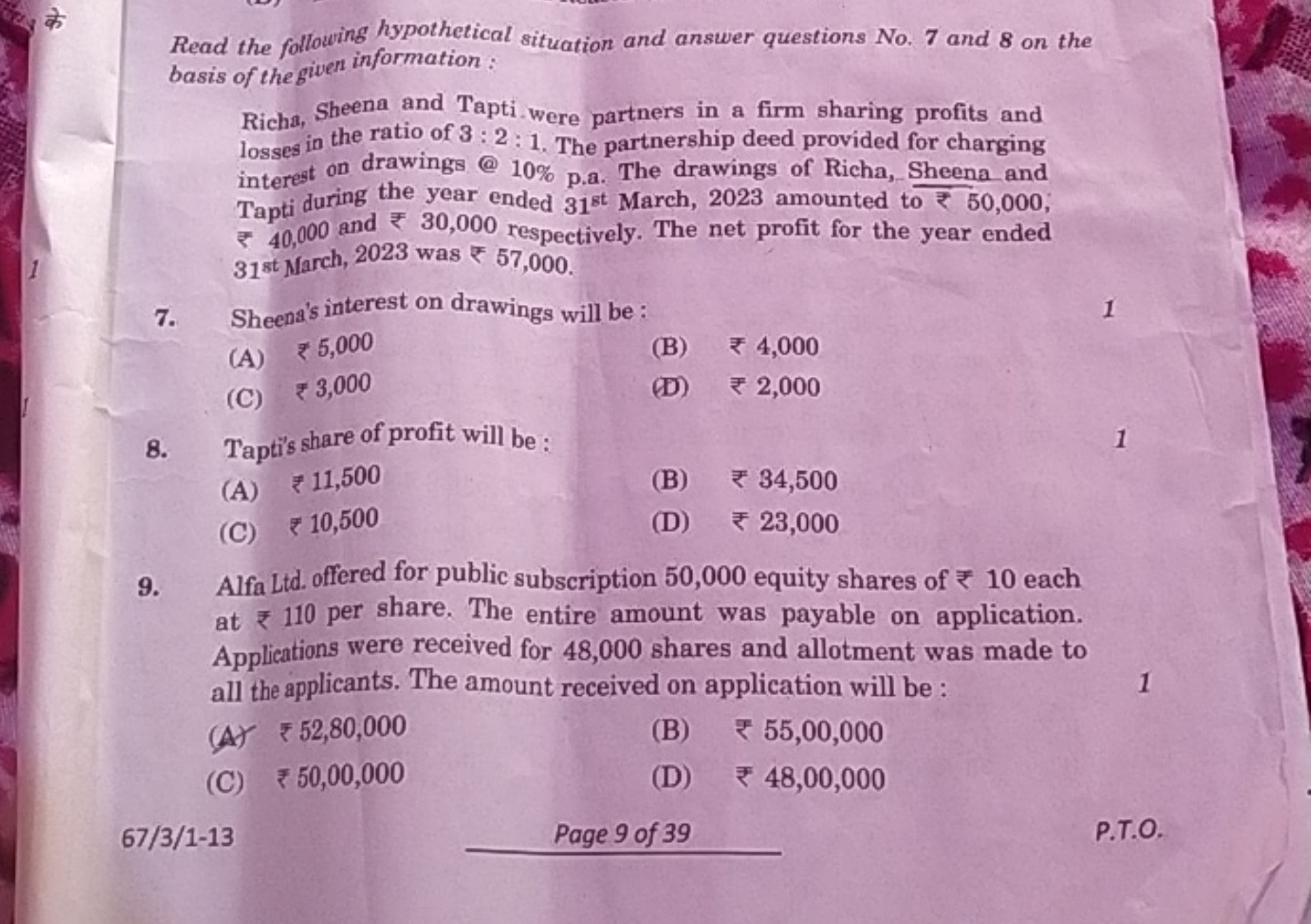 Read the following hypothetical situation and answer questions No. 7 a