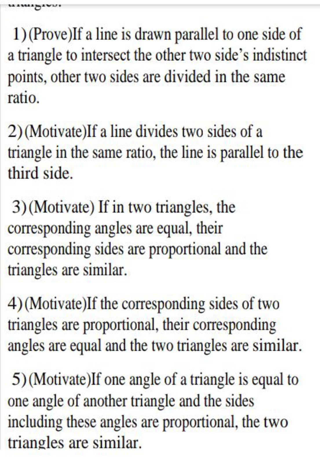 1)(Prove)If a line is drawn parallel to one side of a triangle to inte