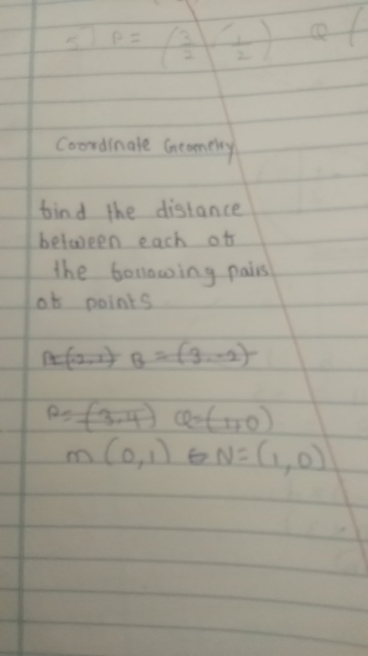 Coordinate Geampliy
bind the distance between each of the following pa