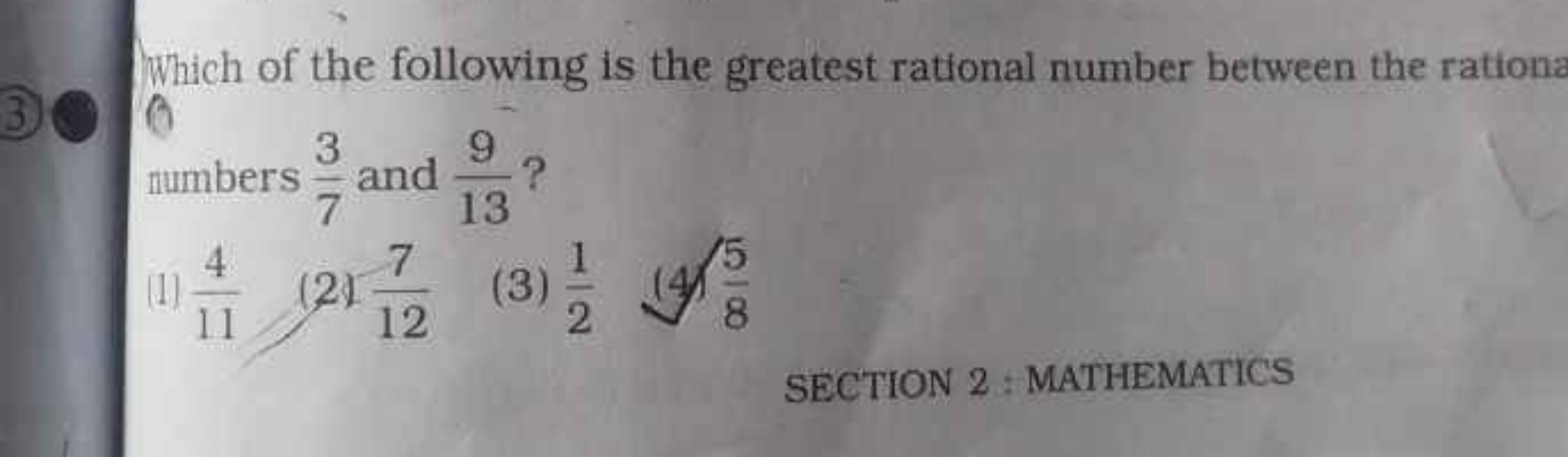 3
Which of the following is the greatest rational number between the r