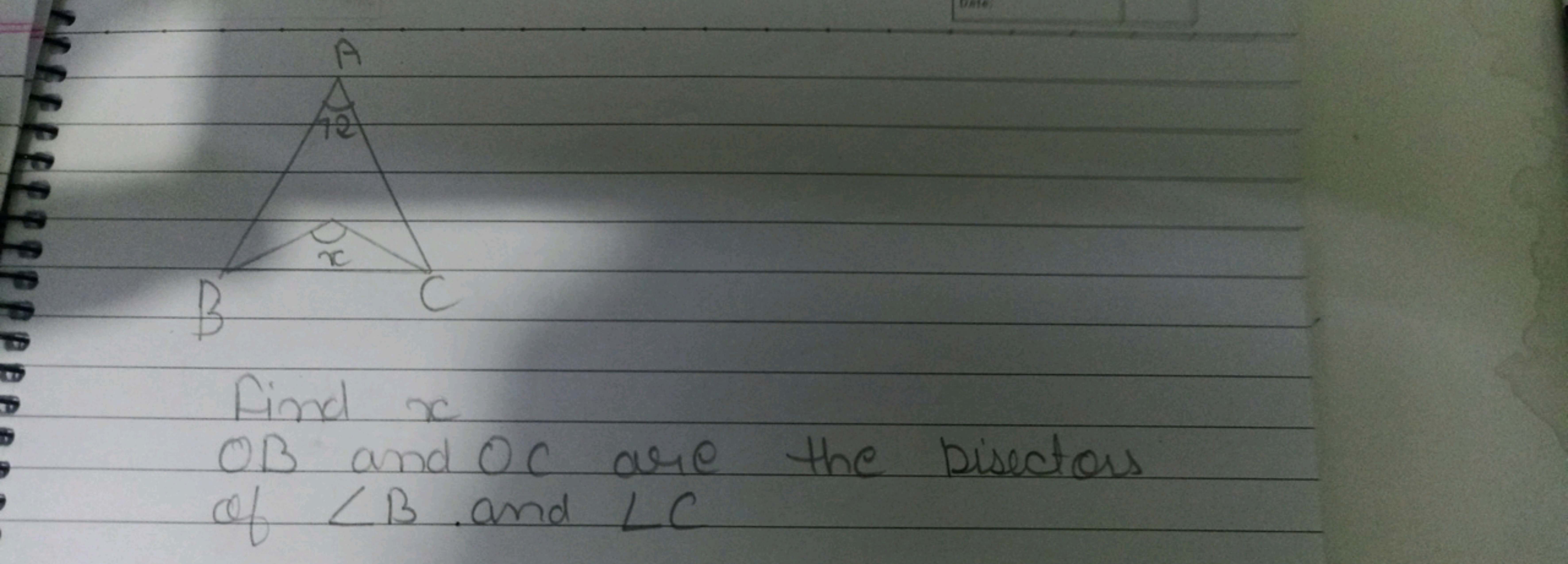 find x OB and OC are the bisectors of ∠B and ∠C