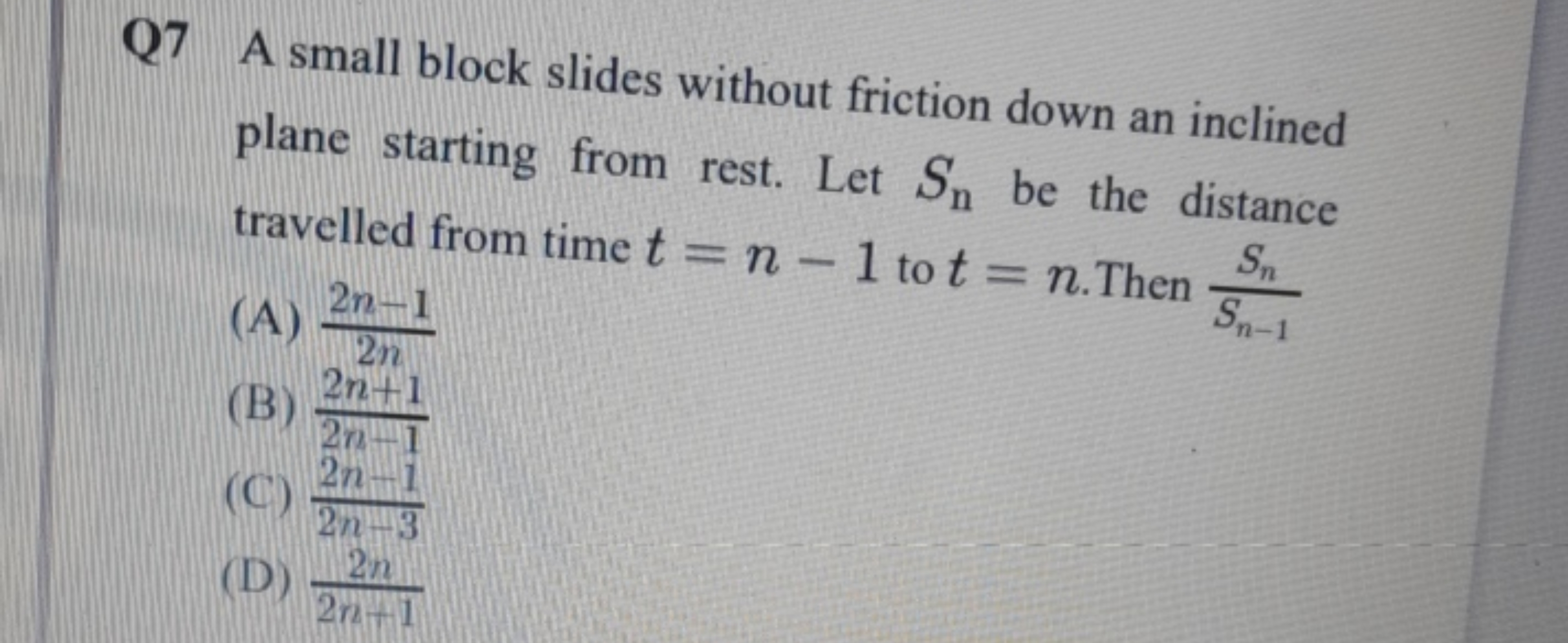 Q7 A small block slides without friction down an inclined plane starti