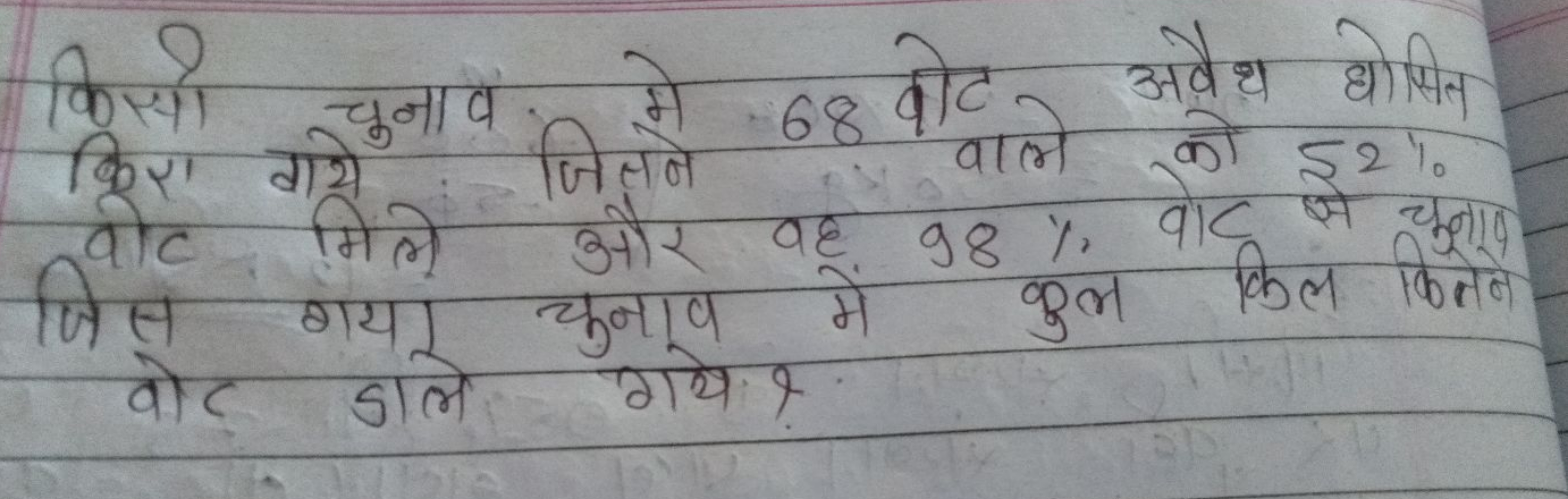 किसी चुनाव मे 68 वोट अवैध घोषित किस गये जियने 68 वाले को 52% वोट मिले 