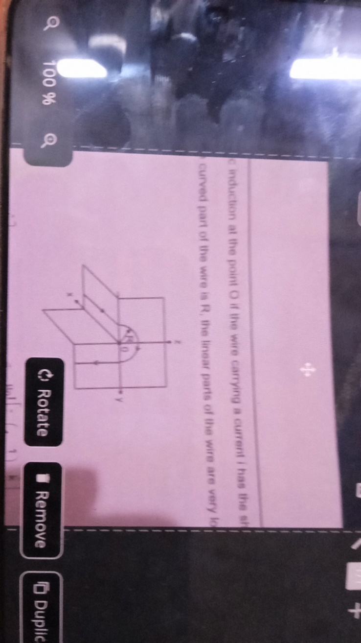 Einduction at the point O if the wire carrying a current i has the sif