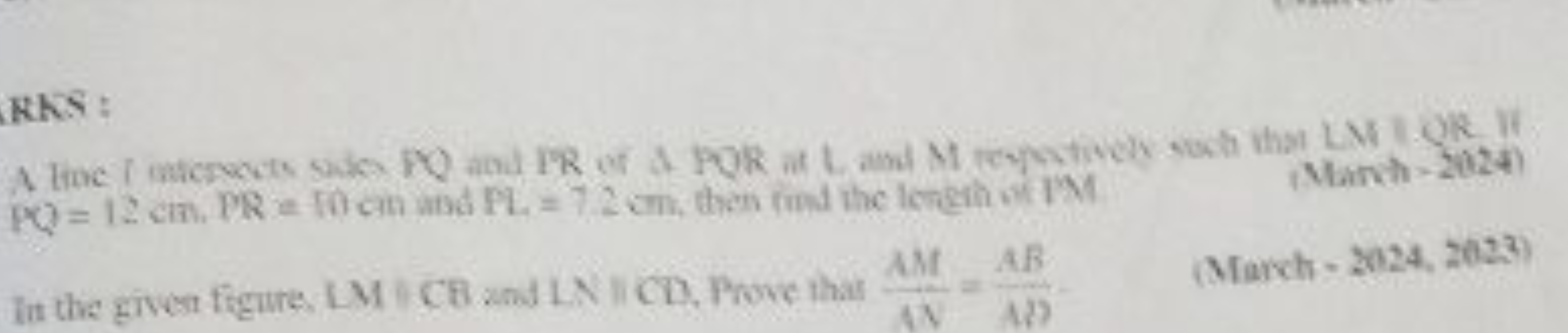 RKS : PQ=12 cm,PR= in cin and PL=7:2em, then fund the length sit PM
(M