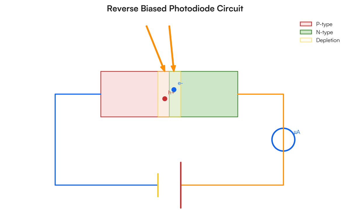 Describe the operation of a solar cell and a photodiode. Illustrate with