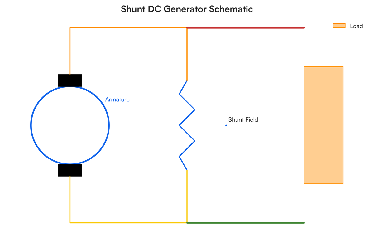 (i) With an aid of a well labelled diagram, describe a shunt DC generator..