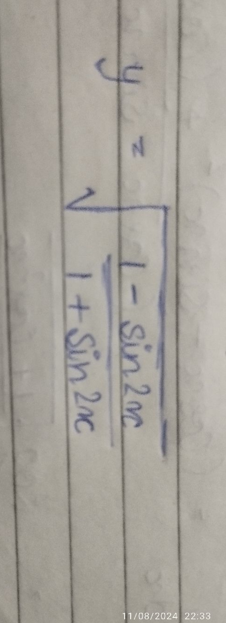 y=1+sin2x1−sin2x​​