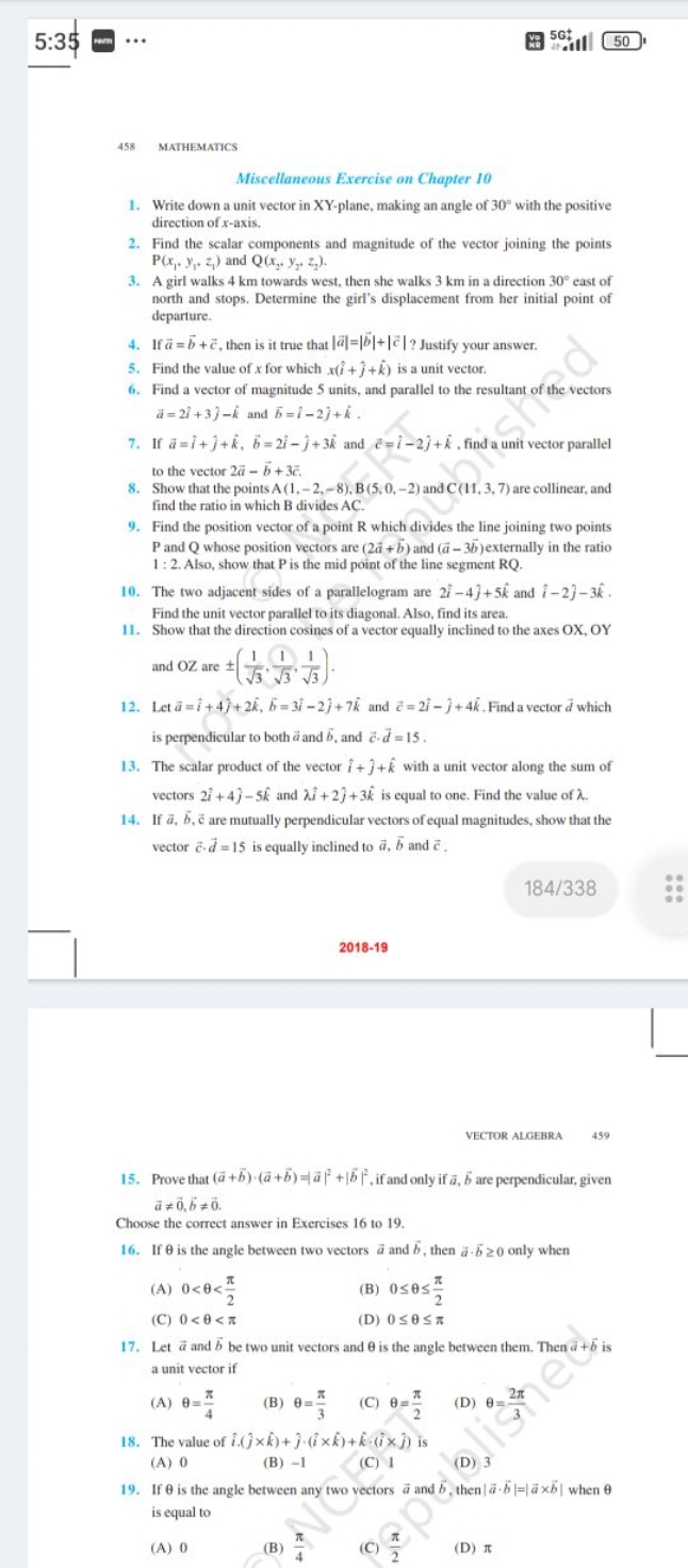 5:35 =…
5G++​
458
MATHEMATICS

Miscellaneous Exercise on Chapter 10
1.