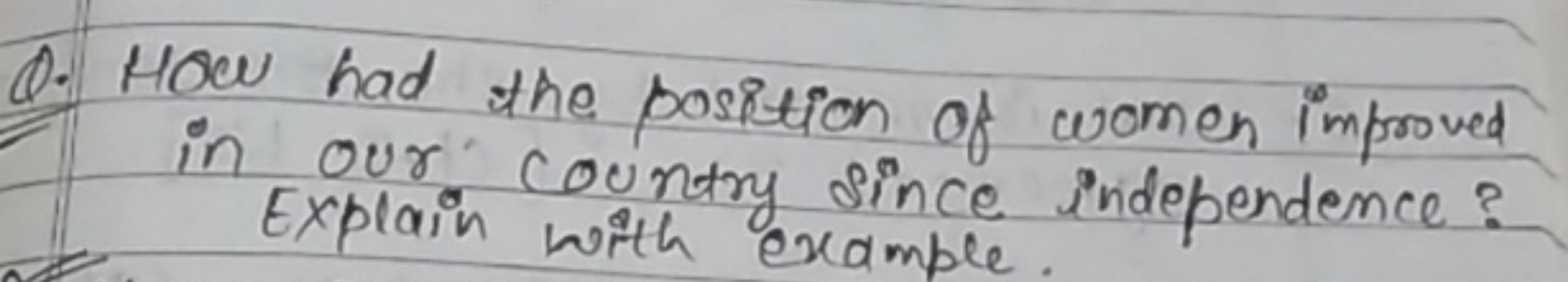 Q. How had the position of women improved in our country since indepen