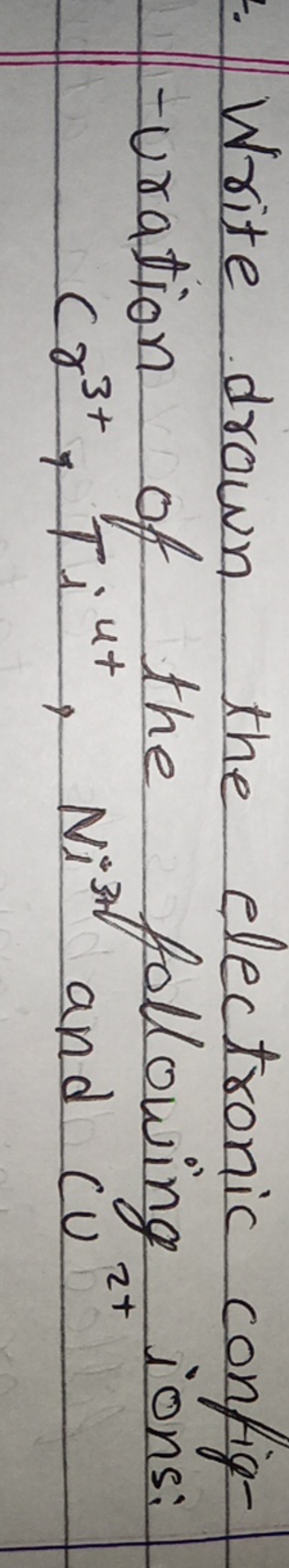 Write drown the electronic config-uration of the following 2+​ ions: C