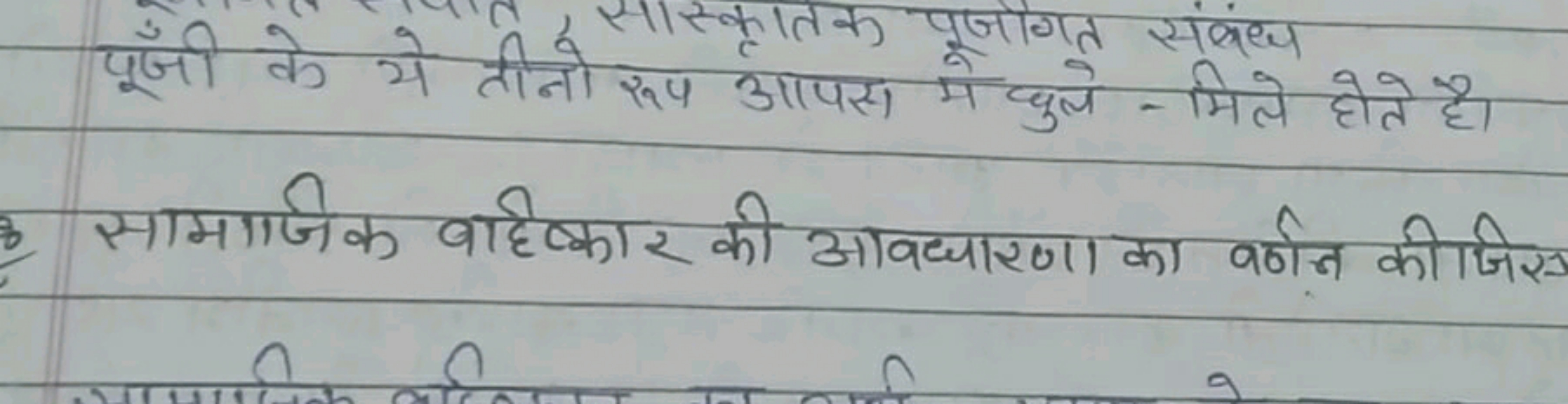 पूँजी के ये तीनो रूप आपस मे धुले- मिले होते है।
सामाजिक वहिक्कार की आव