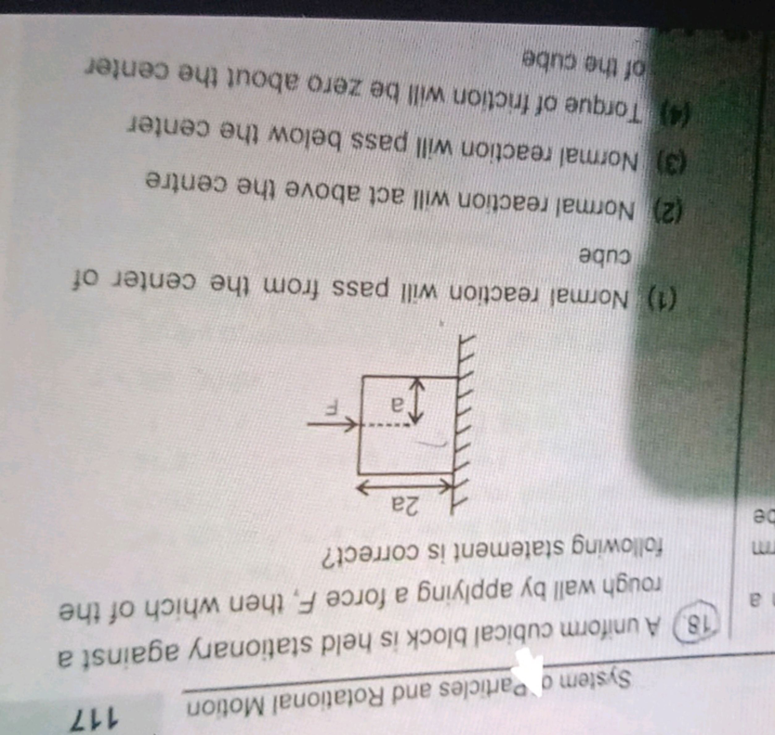 System o Particles and Rotational Motion
117
18. A uniform cubical blo