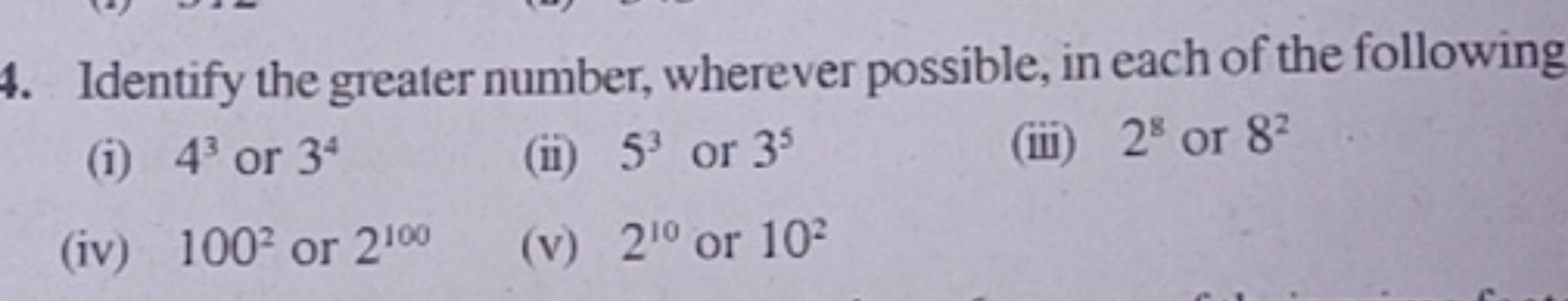 Identify the greater number, wherever possible, in each of the followi