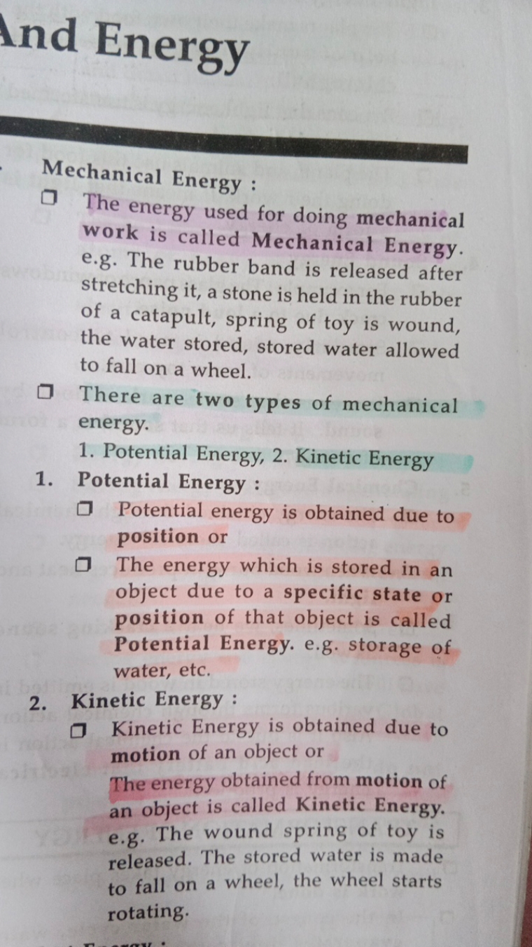 nd Energy

Mechanical Energy :
D The energy used for doing mechanical 