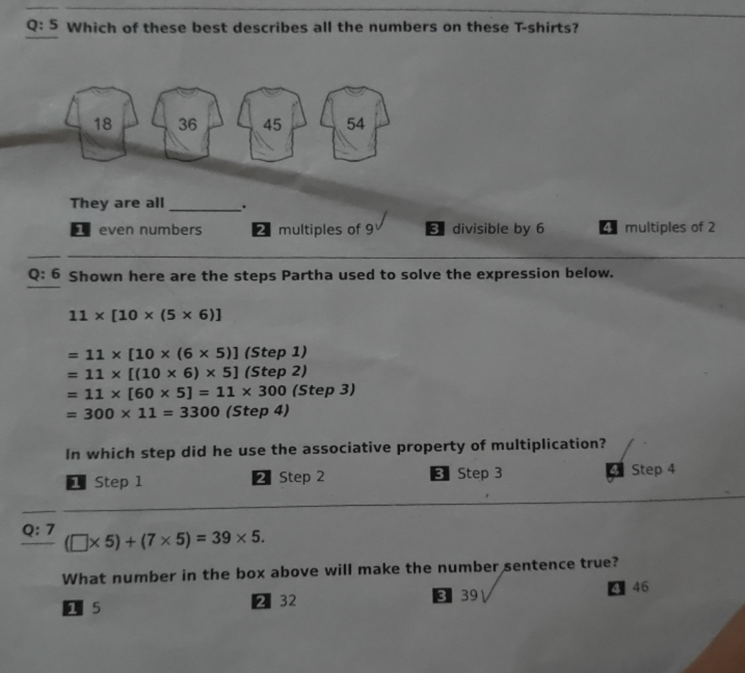 Q: 5 Which of these best describes all the numbers on these T-shirts?
