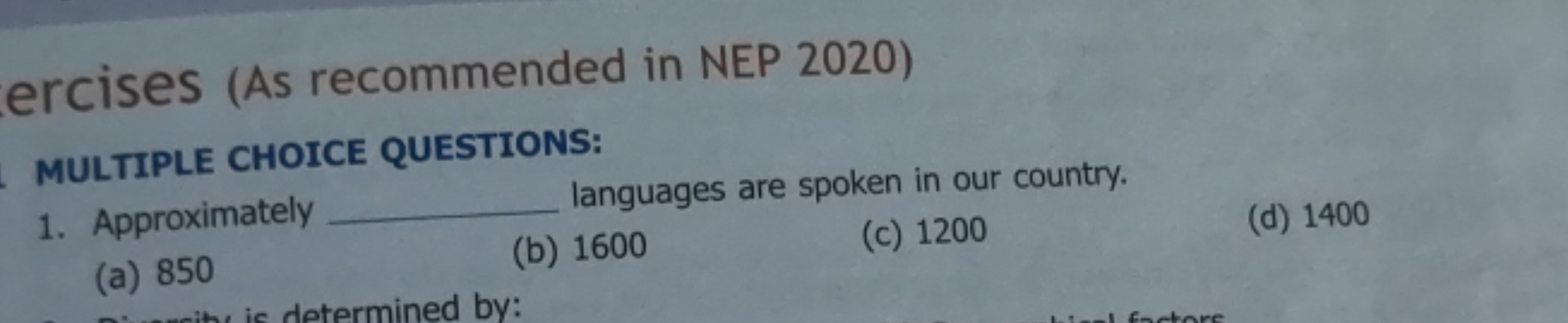 ercises (As recommended in NEP 2020)
MULTIPLE CHOICE QUESTIONS:
1. App