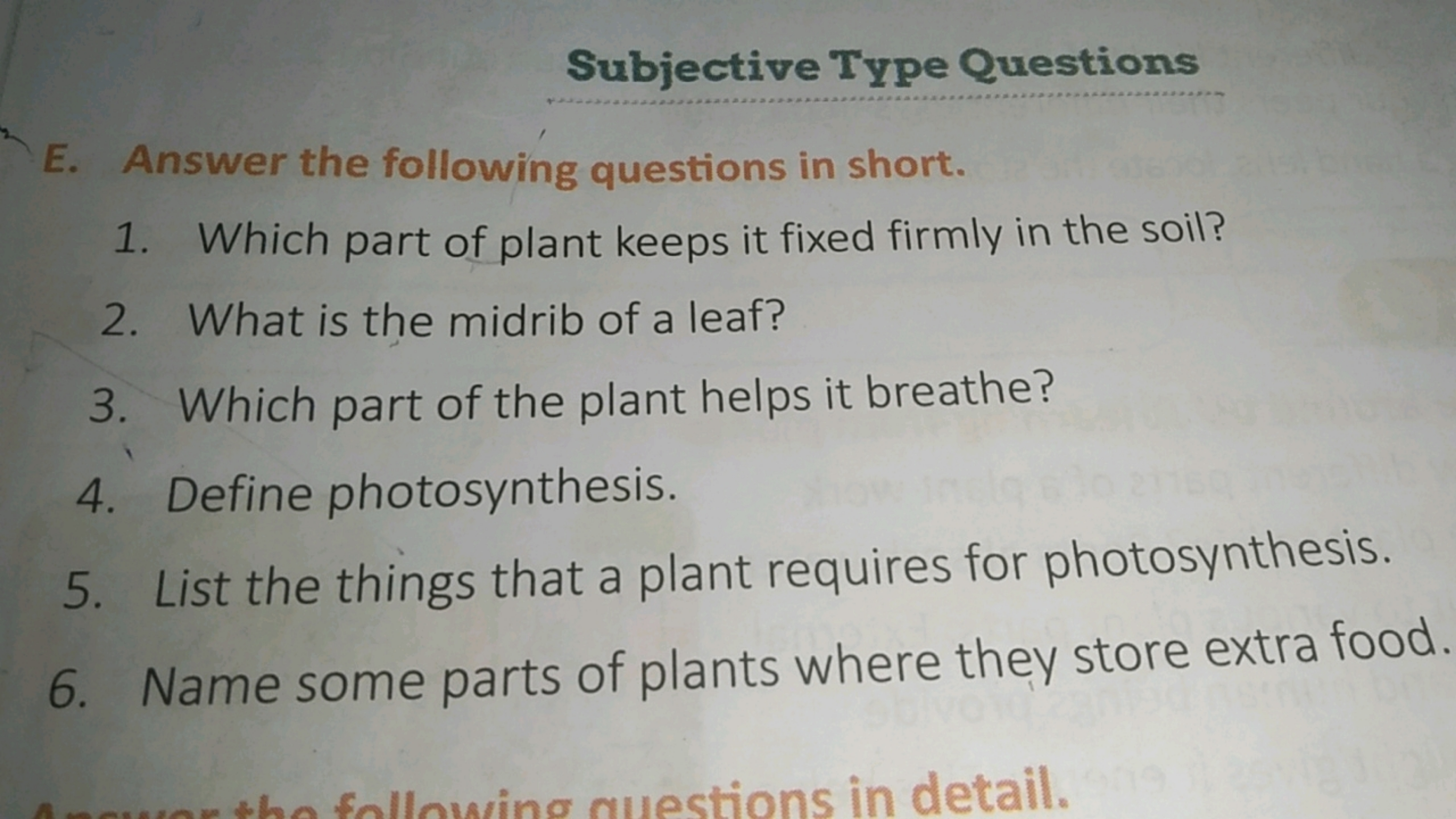 Subjective Type Questions
E. Answer the following questions in short.
