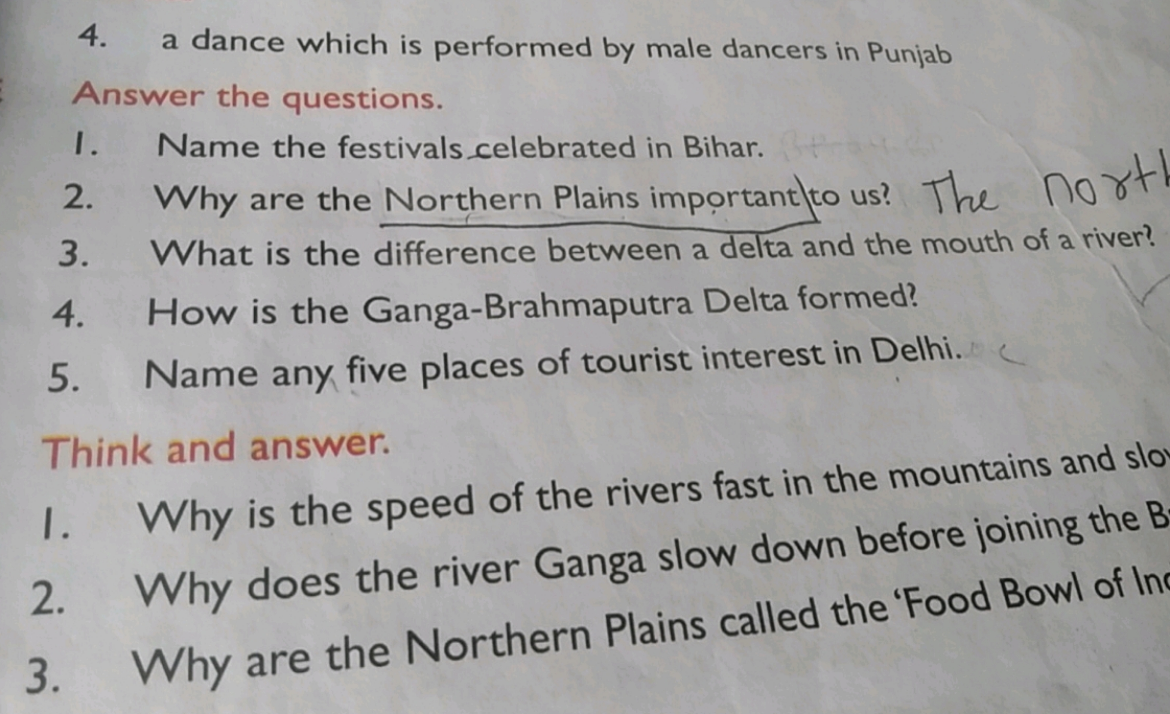 4. a dance which is performed by male dancers in Punjab

Answer the qu