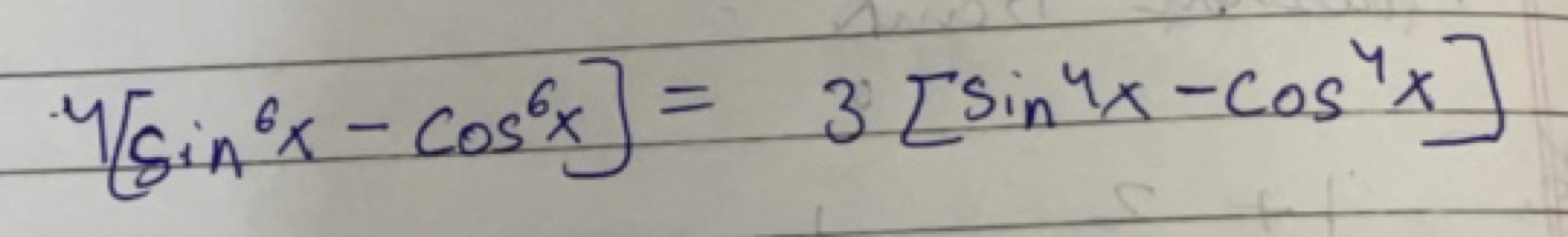 4[sin6x−cos6x]=3[sin4x−cos4x]