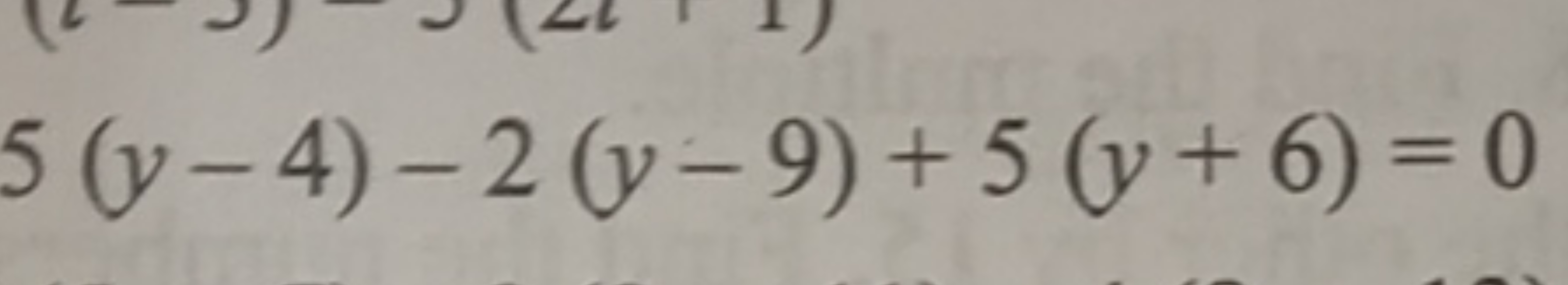 5(y−4)−2(y−9)+5(y+6)=0