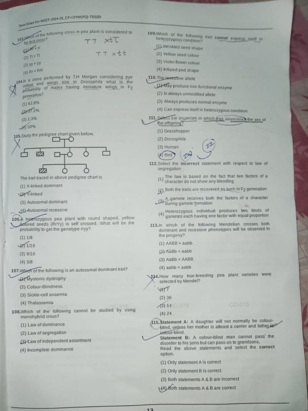 Terit Exam for NEET-2024-25_CF+OYM(P2)-TE02D
103. Wht of the following